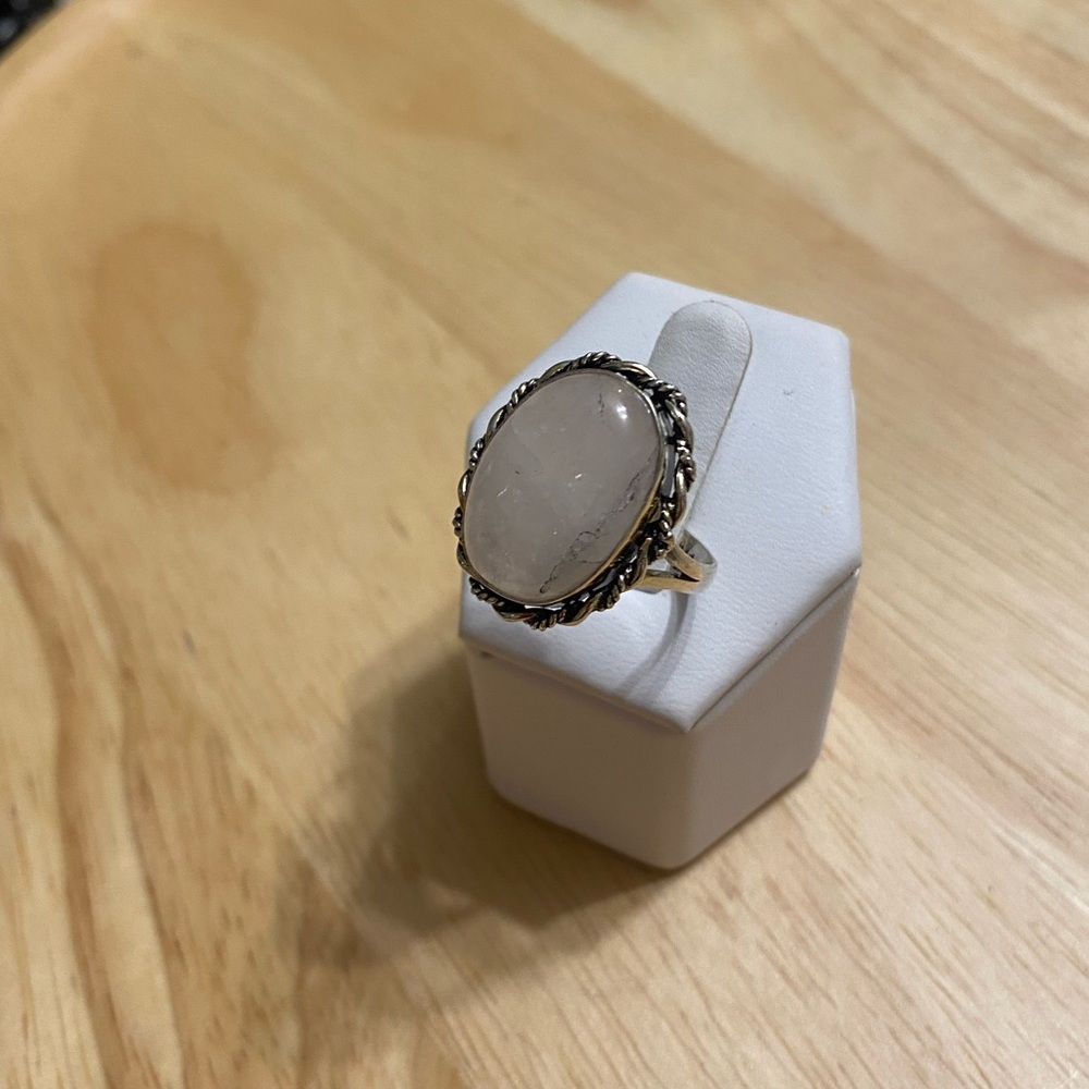 GEM STOME SILVER PLATED WEDDING RING SIZE 10